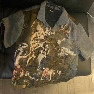 Fashion Nova Black and Gray Casual Jacket with Artistic Design